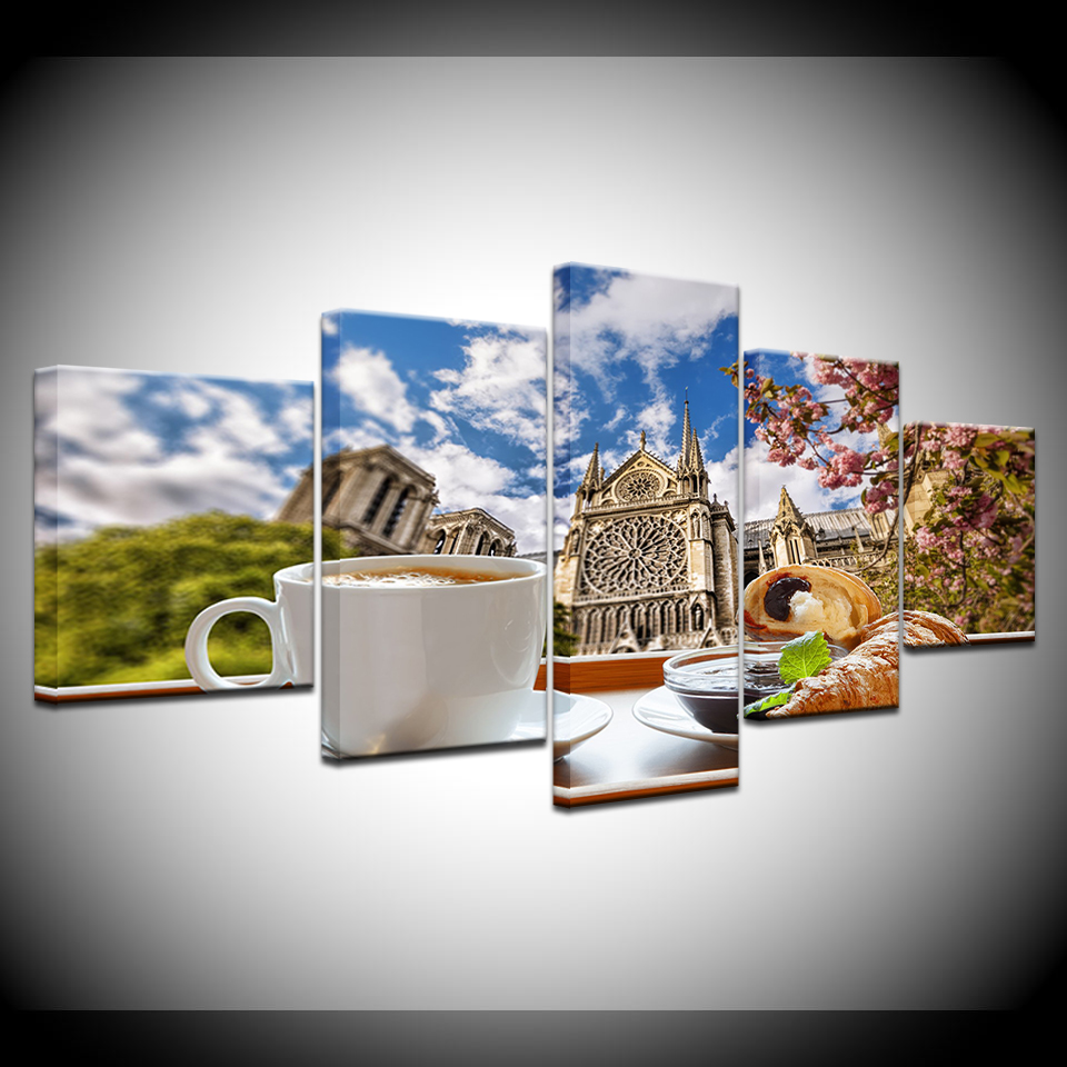 Wallpaper Coffee And Tea - Canvas Painting Tea time coffee bread