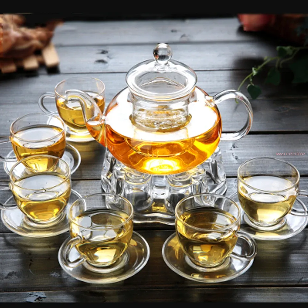 Elegant Glass Tea Set Borosili - Bamboo Tea Tray ulasan dan harga