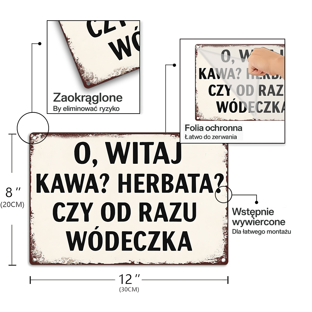 Vintage Metal Sign, Polish Fun - Coffee Tea Quotes ulasan dan harga