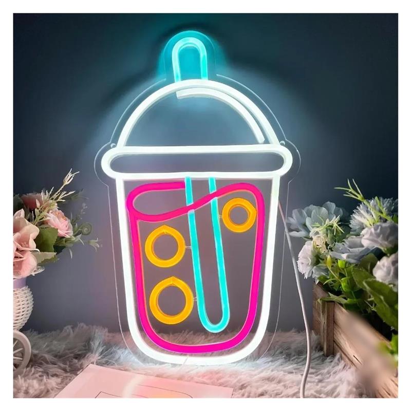 Boba Tea Neon Sign, Milk Tea L - Wallpaper Coffee And Tea ulasan dan harga