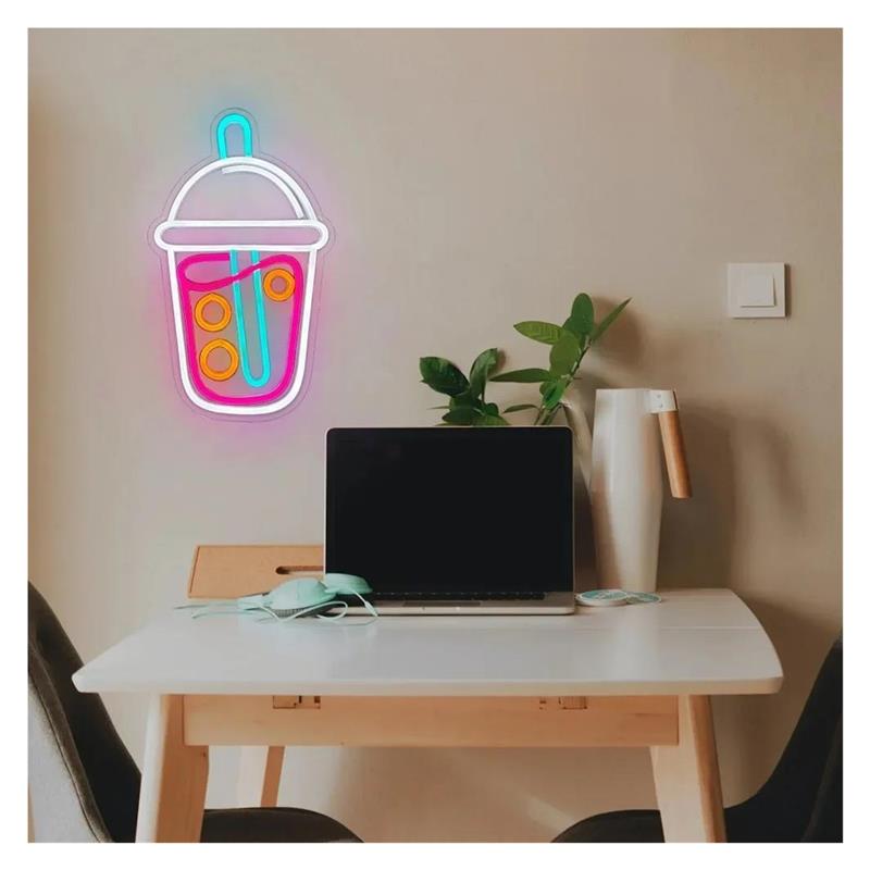 Boba Tea Neon Sign, Milk Tea L - Wallpaper Coffee And Tea ulasan dan harga
