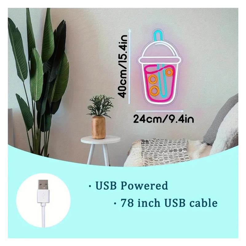 Boba Tea Neon Sign, Milk Tea L - Wallpaper Coffee And Tea ulasan dan harga