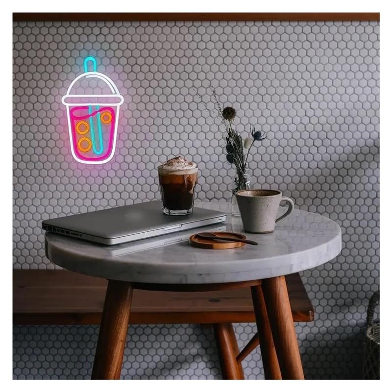 Boba Tea Neon Sign, Milk Tea L - Wallpaper Coffee And Tea ulasan dan harga
