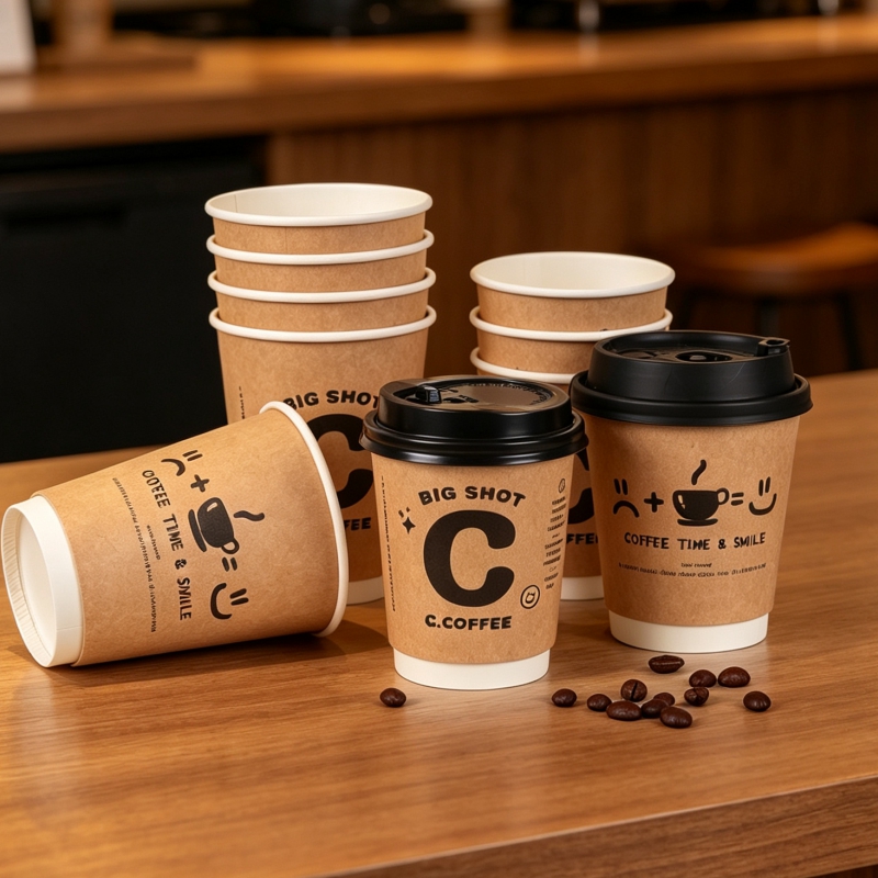 50Pcs 8/14oz Disposable Kraft  - Wallpaper Coffee And Tea ulasan dan harga