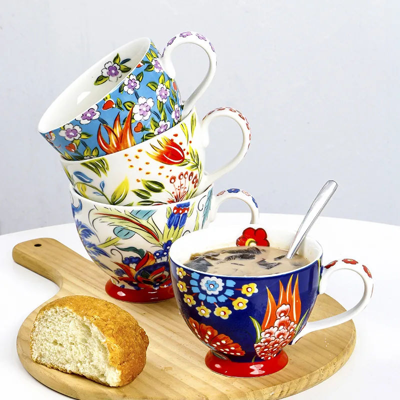 Colored Flower Ceramic Breakfa - Coffee Tea And Cocoa ulasan dan harga